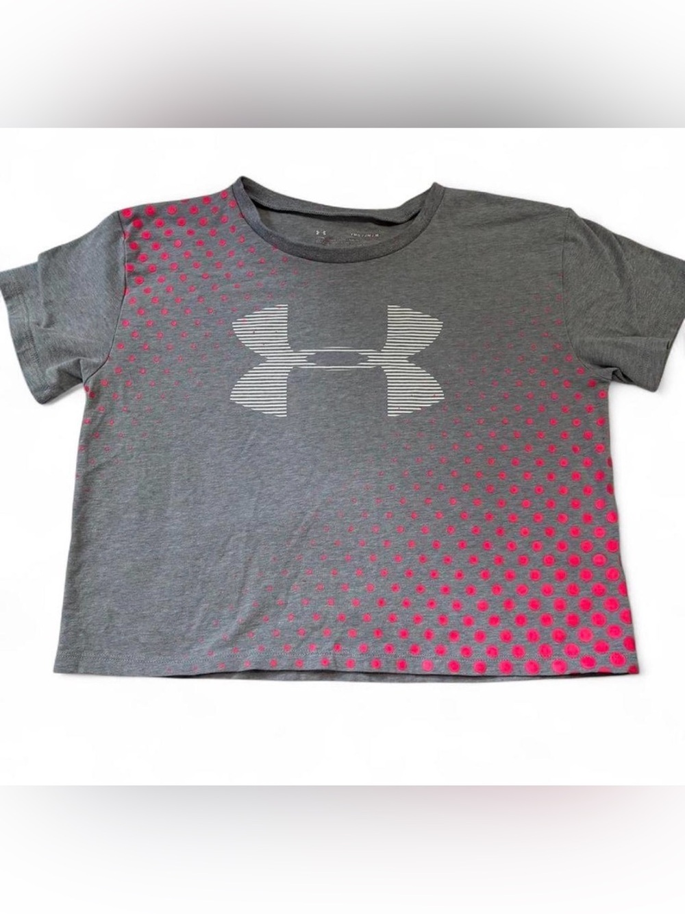 Under Armour Girls Youth Top Gray & Pink Medium